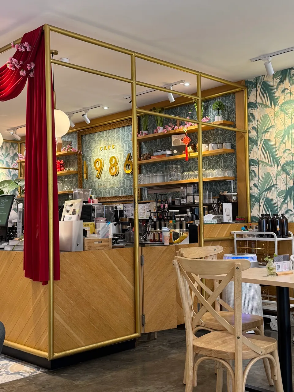 Cafe 1986 interior with tropical decor